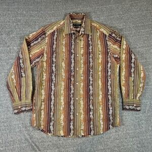 Jhane Barnes Mens Medium Italy Fabric Jacquard Geometric Button Down Shirt